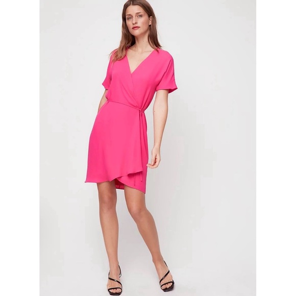 Babaton | Wallace Wrap Dress Hot Pink Small Aritzia - Picture 2 of 10